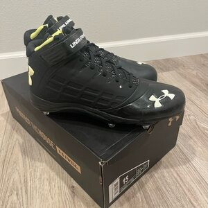 Under Armour UA Fierce Havoc MID D Black Men's Football Cleats Size 15